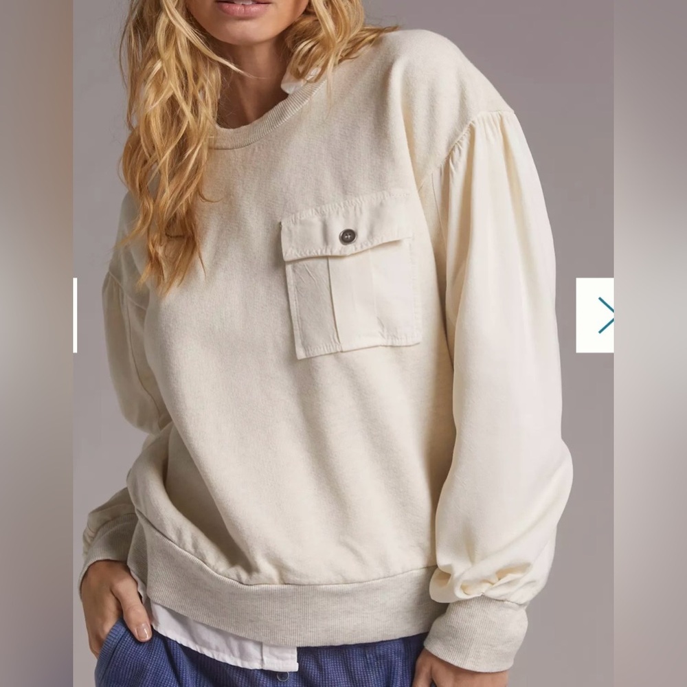 NWT Anthropologie T.La Puff-Sleeve Pocket Pullover Womens Large